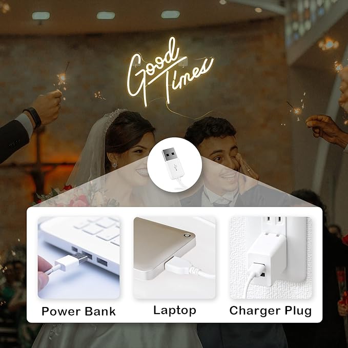 Looklight Good Times Neon Sign,Led Signs Neon Light for Wall,Neon Signs for Wall Decor,USB Powered Led Neon Signs for Wedding,Home Wall Decor Birthday Party,Bedroom Decor,Game Room Decor