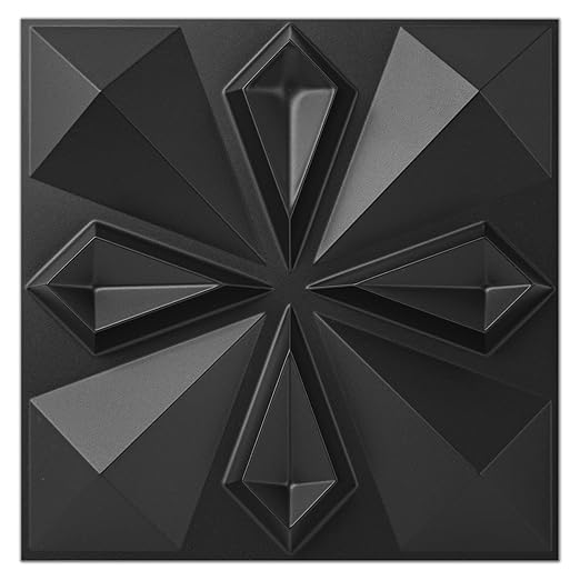 Art3dwallpanels 33 Pack 3D Wall Panel for Interior Wall Décor, PVC Textured 3D Wallpaper for Living Room Lobby Bedroom Hotel Office, Black