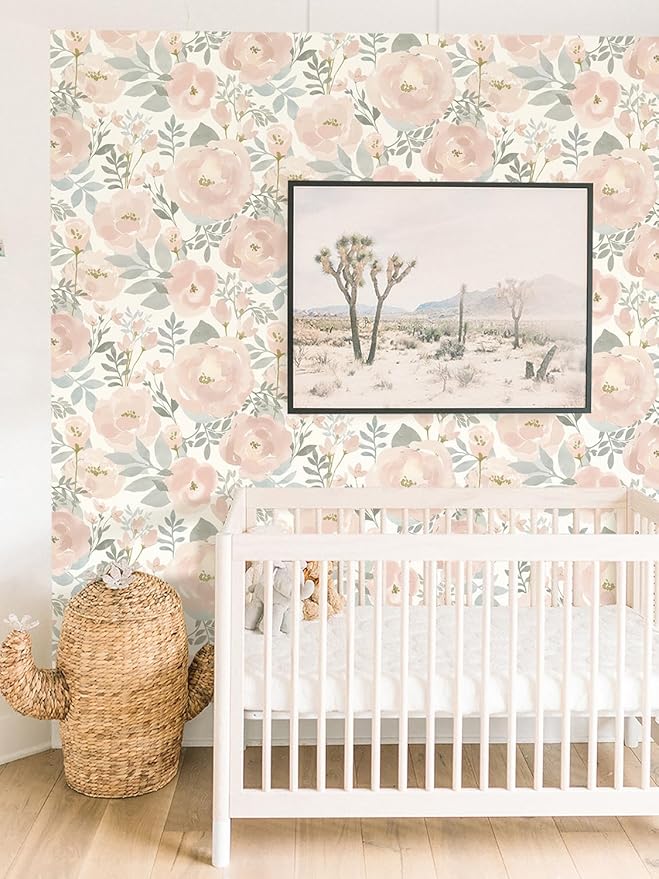 Orainege Peel and Stick Wallpaper Floral Wall Paper 17.3in x196.8in Floral Contact Paper Peony Self Adhesive Removable Wallpaper for Cabinets Walls Shelf Liner, Light Pink