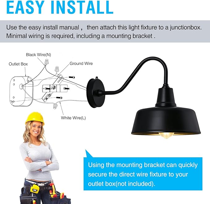 Outdoor Gooseneck Barn Light - Exterior Fixture Sconce Wall Light for Farmhouse, Dusk to Dawn Sensor Front Door Porch Garage Patio Lighting (11 inch（2 PCS）)