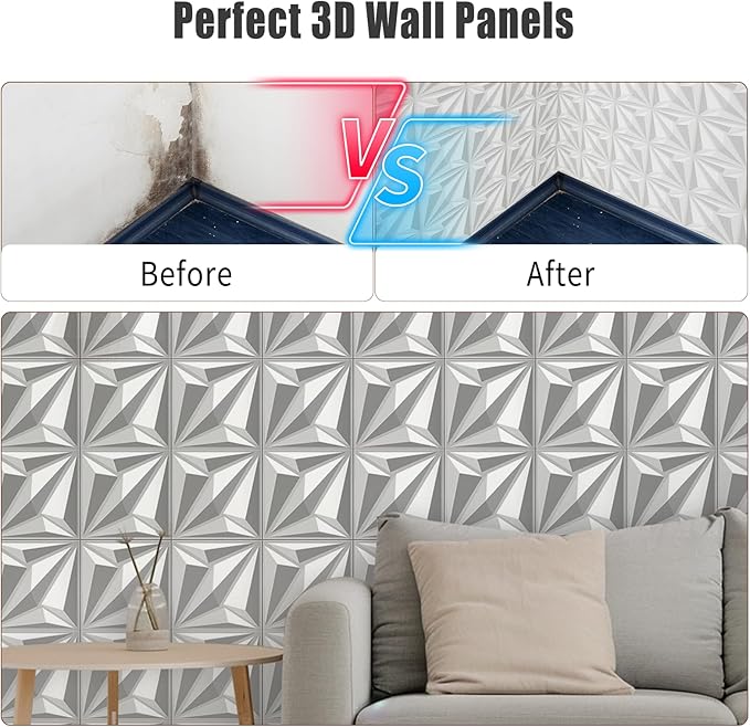 33 Pack 3D Wall Panels Peel and Stick Accent Wall Panels (Chalk)