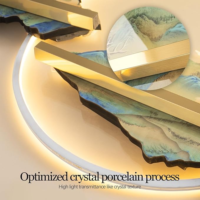 23.64x53.54IN 3D Wall Sculptures Hanging with Led Light Modern Art Deco Lighting Wall Art Decorations Lamp Wall Art Decor with Metal Ball Pendant for Friends(Yellow 2)