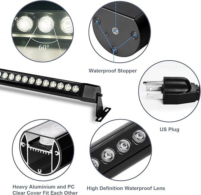 36W LED Wall Washer Light, 2FT 4000K Neutral White Outdoor Wall Washer Light Bar, 120V IP67 Waterproof LED Light Bar for Outdoor, Plug in (2 Pack)