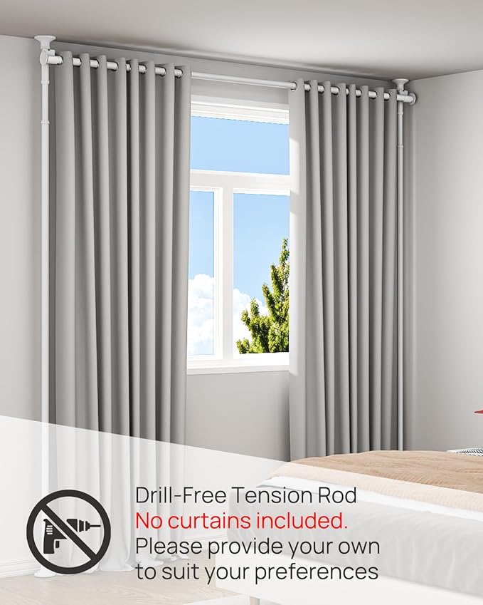 ALLZONE Partition Room Divider Curtain Rod, Adjustable Wall Divider for Room Separation, 63 to 130inch(H) & 31 to 135inch(W), No Drill, Three Mounting Options, Ideal for Creating Privacy Space, White