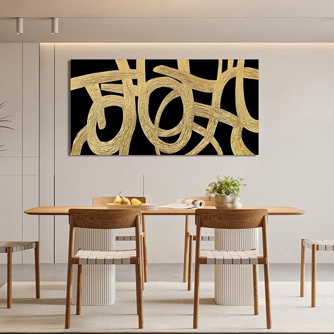 Canvas Wall Art Decor Canvas Wall Art For Living Room Abstract Art Decoration Black and Gold Wall Art Decor Modern Abstract Wall Art Prints Art Work For Bedroom Office Kitchen Wall Decor 20" x 40"