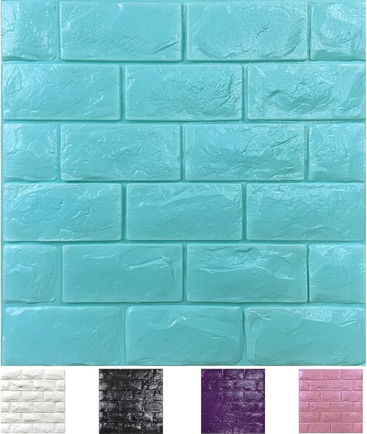30PCS 3D Wall Panels Peel and Stick Faux Brick Wallpaper Blue Self Adhesive Foam Brick Paneling Faux Stone Wall Panels (30PCS, Blue)