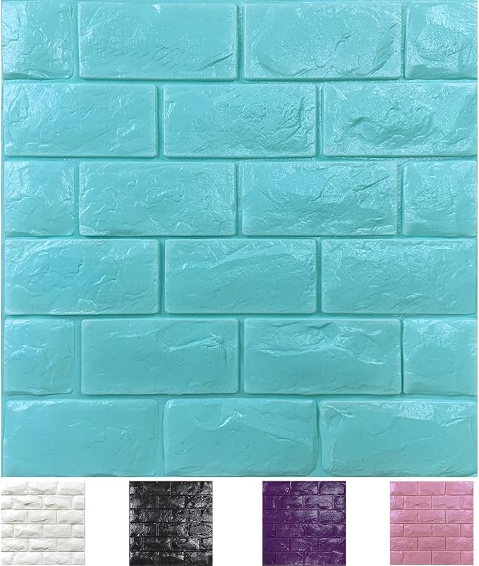 11PCS 3D Wall Panels Peel and Stick Faux Brick Wallpaper Blue Self Adhesive Foam Brick Paneling Faux Stone Wall Panels (11PCS, Blue)