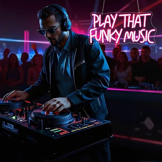 Neon Sign, Play That Funky Music Neon Signs for Wall Decor Neon Pink LED Signs Room Neon Light Up Signs Home Decor for Business Bedroom Club Party Bars Shop USB Operated