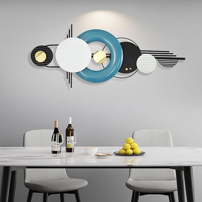 Modern Metal Wall Decor,Geometric Circle Contemporary Home Decor, Large 42x 16 Inches Metal Wall Sculpture,Handmade Wall Hanging Wall Decor for Living Room/Dinning Room/Bedroom/Entryway/Hallways