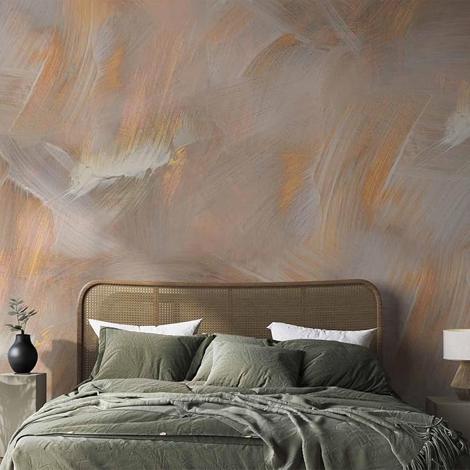 artgeist Wall Mural Abstract 154x110 in - Peel and Stick Self-Adhesive Wallpaper Removable Large Sticker Foil Wall Decor Print Design Mural Beige Yellow Like Painted f-C-10053-a-a