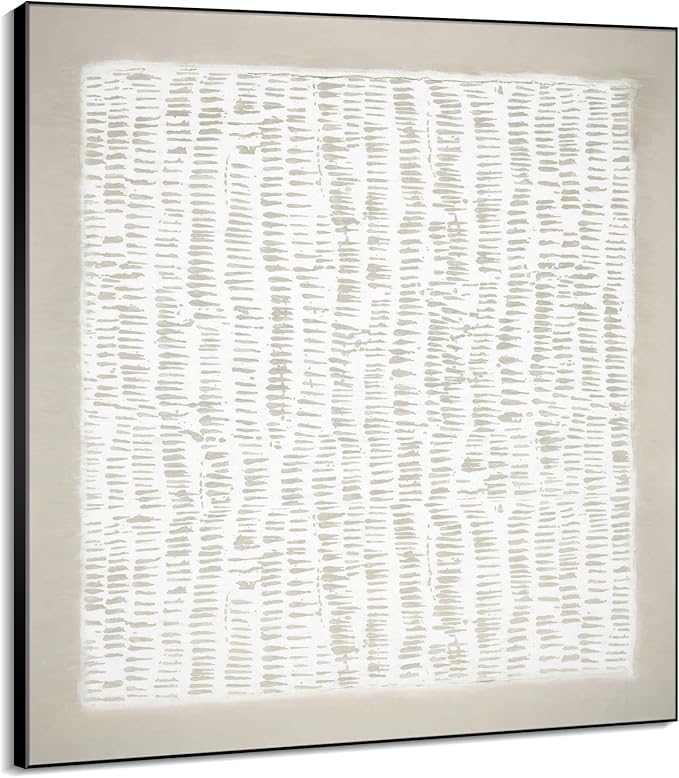 36"x36" Large Framed Wall Art - Neutral Abstract Line Design Art (Frame Assembly Required)