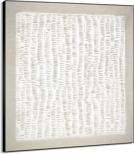 36"x36" Large Framed Wall Art - Neutral Abstract Line Design Art (Frame Assembly Required)
