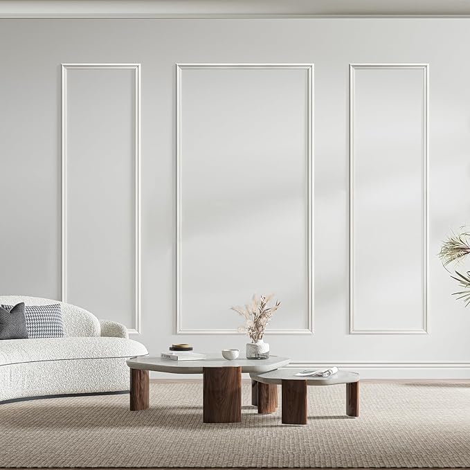 Art3dwallpanels Pre Cut Wall Molding Set of 3 pcs, Ready to Assemble Wainscoting Panels for Interior Wall Décor Living Room Bedroom Installed with Glue, 3 Frames