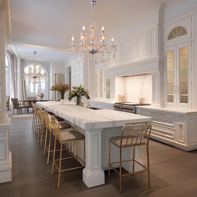 MALOSA Cognac 9 Lights Crystal Chandelier for Dining Room,Living Room,Bedroom