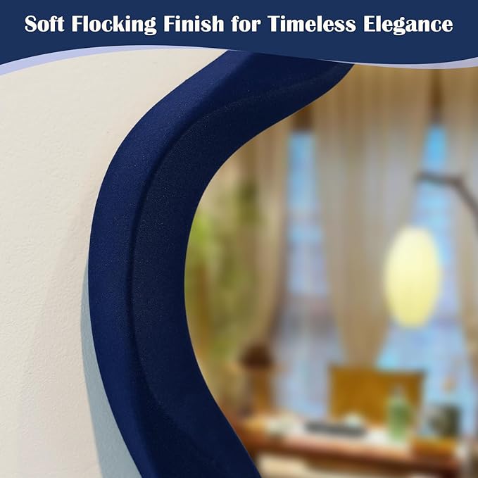 Living Room Mirrors for Wall Decor, 13.8x29.7 Wall Mounted Cloud Mirror for Girl Teen Women Bedroom Decoration, Cute Hanging Wall Art for Coastal Beach Ocean Home Office (Dark Blue)