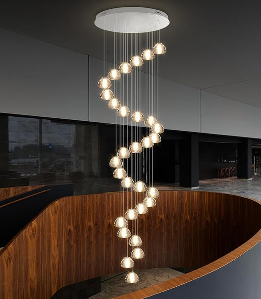30-Lights Modern Crystal Chandeliers for Staircase LED Handing Light Fixture for Foyer Hallway Entrance