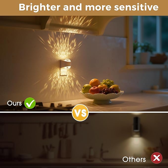 L LOHAS LED Projector Night Light, 2Pack Night Lights Plug into Wall with Dusk to Dawn Sensor,3000K Soft White Projector Nightlight for Kids Playroom Home Theater Party