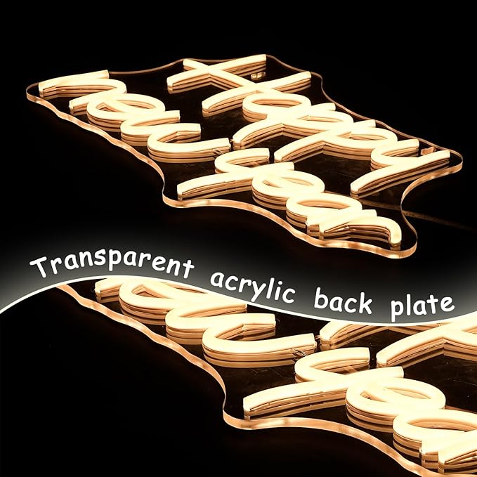 Neon Sign Warm White Letter LED Lights Letter Neon Signs for Wall Decor Dimmable Light up Signs for Home, Bedroom Room Winter Party Favor