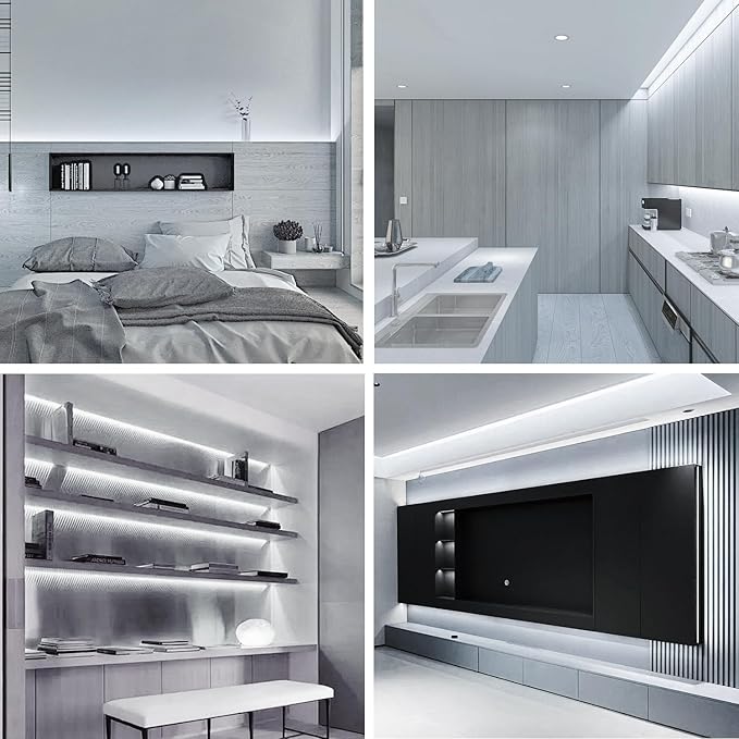 50FT COB LED Strip Lights DC 24V Dimmable 6000K White Flexible LED Tape Light for Bedroom, with Remote and app Control LED Tape Lights CRI90+,for DIY Home Decoration