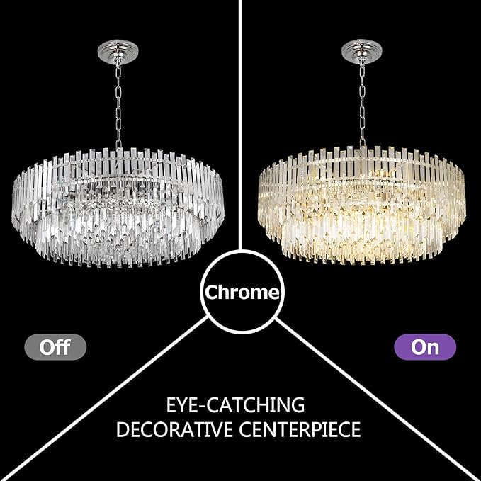 Crystal Chandelier Lighting 39'' for Dining Rooms Bedroom Foyer Entryway Ceiling Hanging Pendant Chandelier Light Fixture Lamp