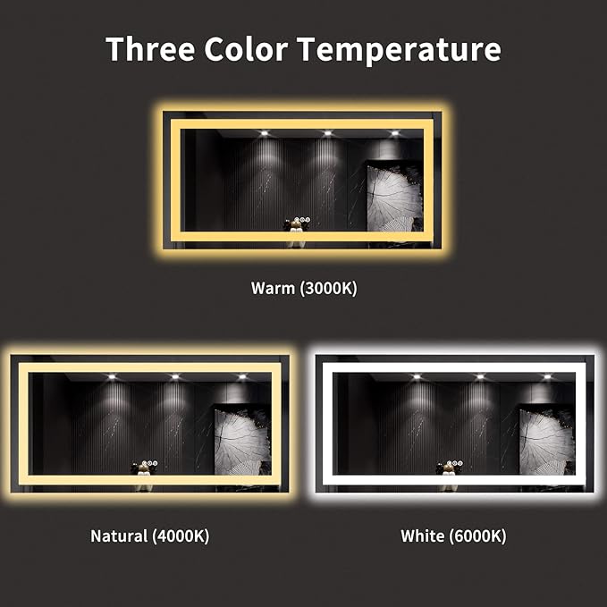LOAAO 66"X40" LED Mirror for Bathroom, Lighted Bathroom Mirror with Lights, Anti-Fog, Dimmable, Memory Function, Easy to Install, Clear Reflection
