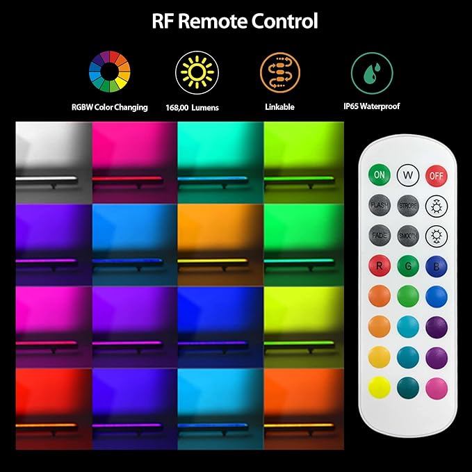 Linkable LED Wall Washer Light with RF Remote, 144W 5700K+RGB Color Changing Linear Light Bar, 120V 40" Dimmable Wall Washing Lights for Buildings, Shops, Hotels, Churches, Restaurants, ETL Listed