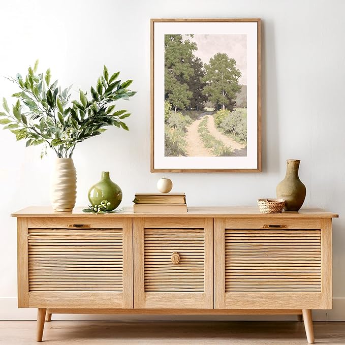 CHDITB Countryside Landscape Framed Canvas Wall Art Set, Nature Inspired Wall Decor, Pathway Art Spiritual Wall Painting, Vintage Art Prints for Living Room, Bedroom, Office - Large Size 16"x24"x3