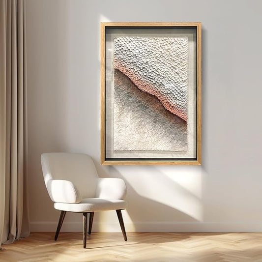 BrightA 3D Leather White Wall Art Abstract Wall Art Framed Artwork for Walls Frame Large Artwork for Living Room Office 31.5"x47.2"