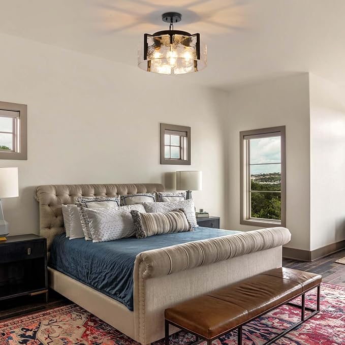 Black Chandelier for Dining Room Light Fixture, 4 Light Entryway Light Fixture, Adjustable Pendant Lights Kitchen Island Modern Farmhouse Kitchen Foyer Chandelier for Entryway, Bedroom, Bathroom