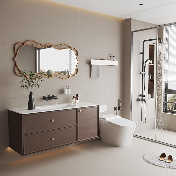 Bathroom Matt-Gold Wall Mirror: 24"x48" Vintage Large Mirror for Wall - Vertical or Horizontal Hanging - Home Decor for Living Room/Entryway/Fireplace/Hallway