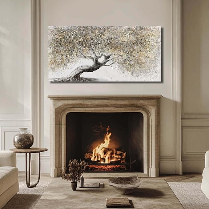 Artexist Gold Tree Landscape Wall Art, 24"x48", Art Deco Nature Wall Decor for Living Room, Bedroom, Kitchen, Office