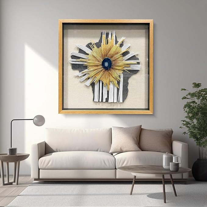 LIUZEYUE - Handmade paper art, artificial gemstone piece 3D mural living room modern wall decoration 59"x59"