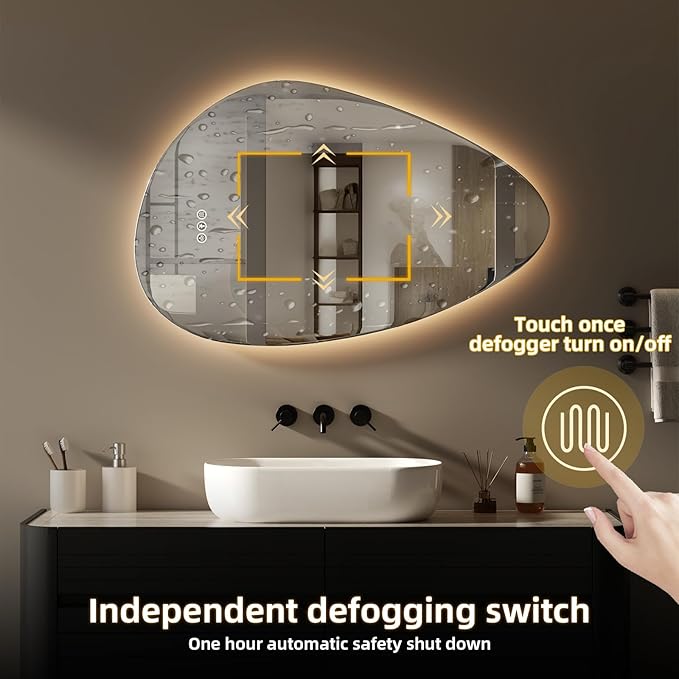 Led Mirror for Bathroom, 30"x 40" Bathroom Vanity Mirror with Lights, Human Body Sensing, Anti-Fog, 3 Colors and Dimmable, Backlit Light Up Bathroom Mirror Wall Mounted.
