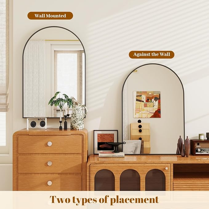 20x30 Arch Wall Mirror, Black Bathroom Mirrors for Over Sink, Metal Frame Wall Decor for Entryway, Bedroom, Living Room