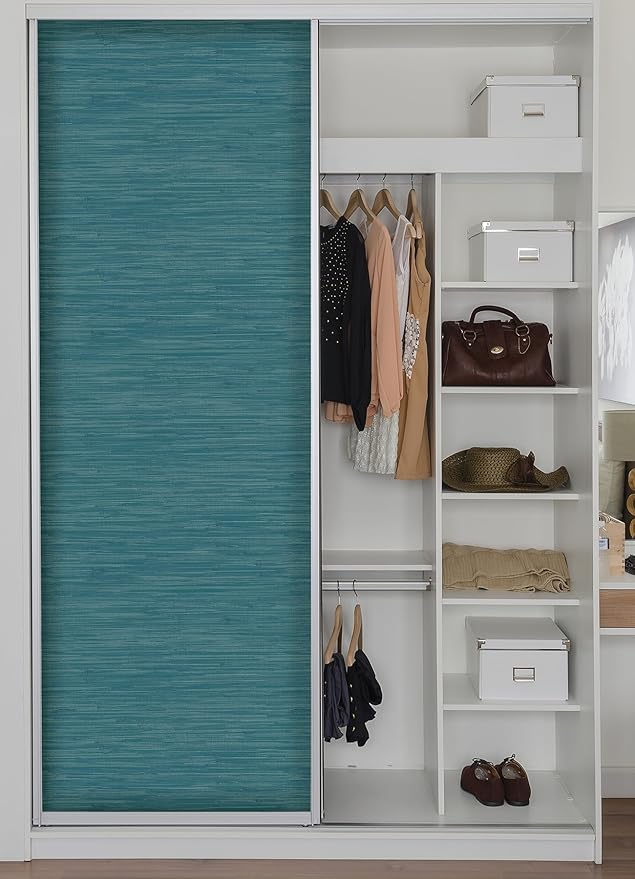 NuWallpaper Steel Blue Grassweave Peel & Stick Wallpaper, NU2874