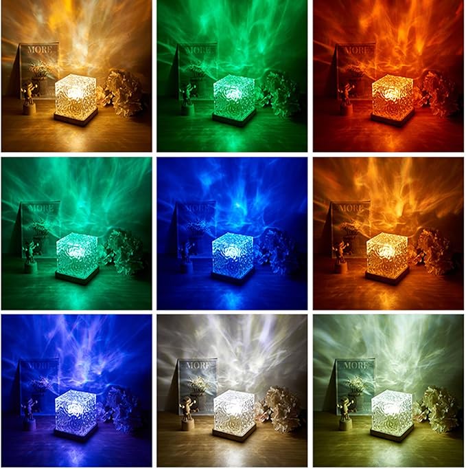 Aurora Dreamscape Projector, 3D Ripple Romantic Ambient Lighting, 16 Colors Rechargeable Aurora Light Projector & Mood Lighting Galaxy Lamp with Touch & Remote for Bedroom (16color, Plug-in)