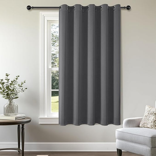ChrisDowa Blackout Curtains 70 inches Wide for Bedroom - Extra Wide Grommet Thermal Insulated Room Darkening Curtains for Living Room (1 Panel, Grey, 70 x 63 Inch)