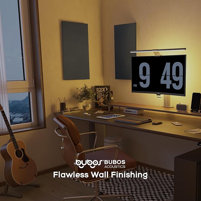 BUBOS 4 PCS Acoustic Panels,23.6''x11.8'' Fabric Soundproof Wall Panels,Self-adhesive Sound Absorbing Panels for Studios, Office, Home Theater,Fabric-Clad Black