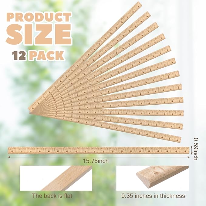 Nuanchu 12 Pcs Unfinished 3D Decorative Wood Trim Molding 15.75inch Decorative Wood Molding Cute DIY Trim for Home Wall Cabinet Shelf Window Door(Bead,12mm)