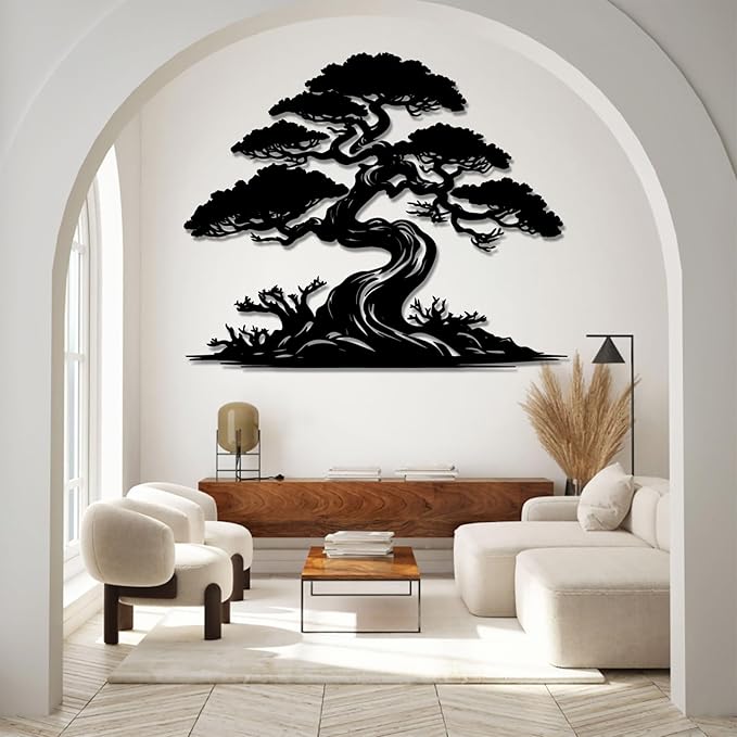 LARNT Tree of Life Metal Wall Art, Tree of Life Decor, Metal Branch Art for Wall, Nature Hanging, Farmhouse Sign, Living Room Wall Decor (Gold 2, 19L x 15W)