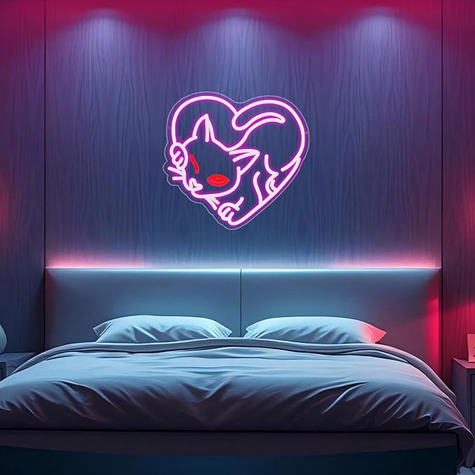 Cat Neon Sign, Neon Signs for Wall Decor Neon Pink LED Signs Room Neon Light Up Signs Home Decor for Bedroom Club Party Bar Shop USB Operated