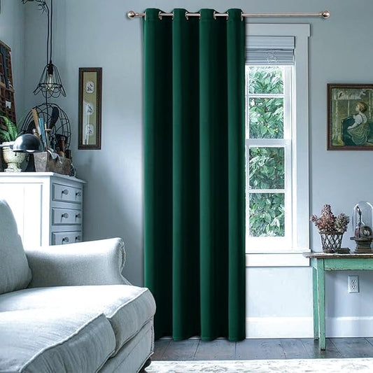 ChrisDowa Blackout Curtains 90 Inches Long for Living Room, Grommet Thermal Insulated Room Darkening Curtains for Bedroom (1 Panel Set, Forest Green, 52 x 90 Inch)