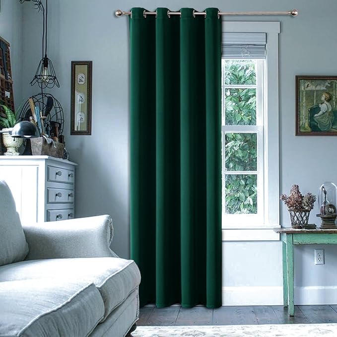 ChrisDowa Blackout Curtains 120 Inches Long for Living Room, Grommet Thermal Insulated Room Darkening Curtains for Bedroom (1 Panel Set, Forest Green, 52W x 120L)