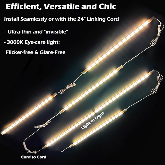 LED Under Cabinet Lighting 6-Pack 12 inch Seamlessly Linkable Strip Light Bars for Cabinet, Kitchen, Shelf, Workbench, Cupboard Lighting, 1200 Lumen (Warm White 3000K)