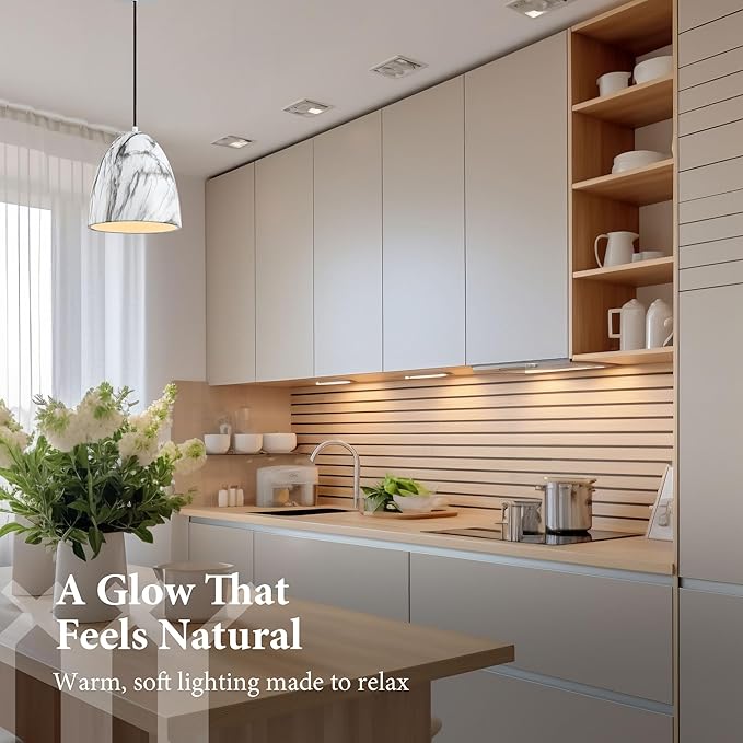 Modern Marble Pendant Light, 8.2"x7.9" Metal Hanging Light Fixture with Faux White Stone Finish, 15"-72" Adjustable Line, E26 Socket for Dining Room, Kitchen, Entryway, Bedroom – Ivory Quartz