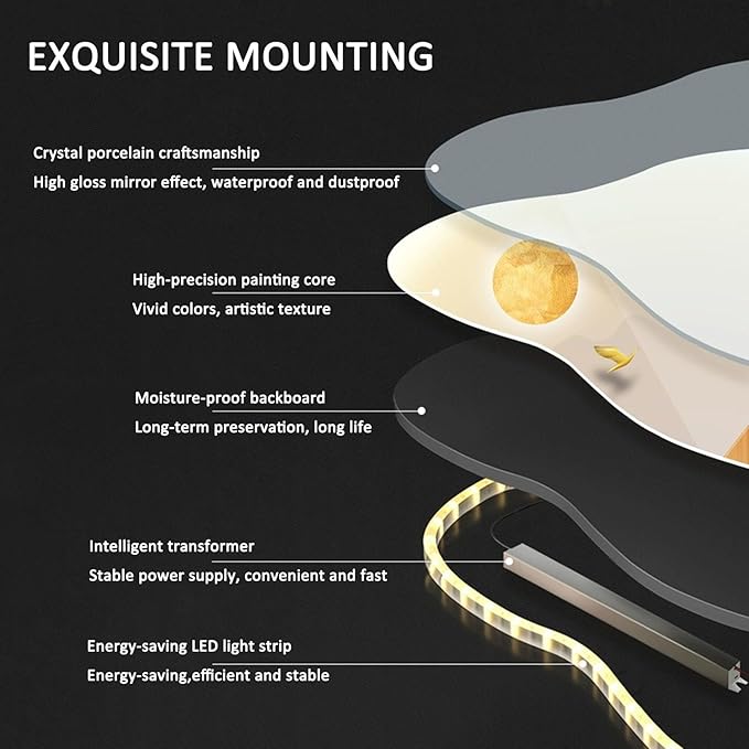 3D Art Wall Decor, Wall Sculptures Hanging Painting Koi Fish Welcoming Pine Wall Art Decoration Lamp,Oriental Decor Traditional Chinese Feng Shui Wall Hanging Painting,Wireless Remote Control