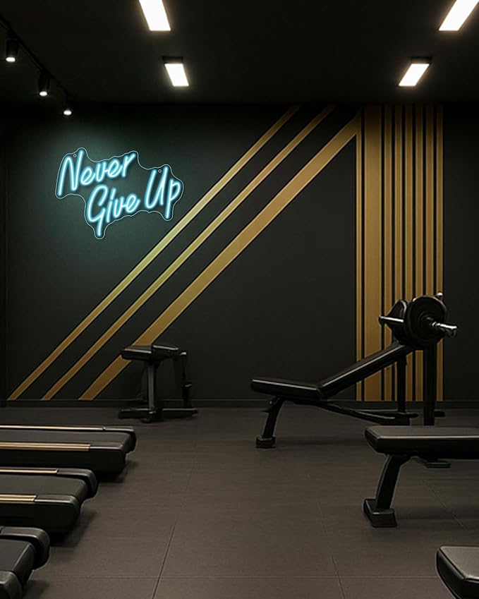 NEVER GIVE UPLED Neon Sign for Wall Decor,Neon Lights Party Decorations, USB Powered Switch Neon Lights lighting adjustable for Office Room, Gym Room, Man Cave, Gamer Room