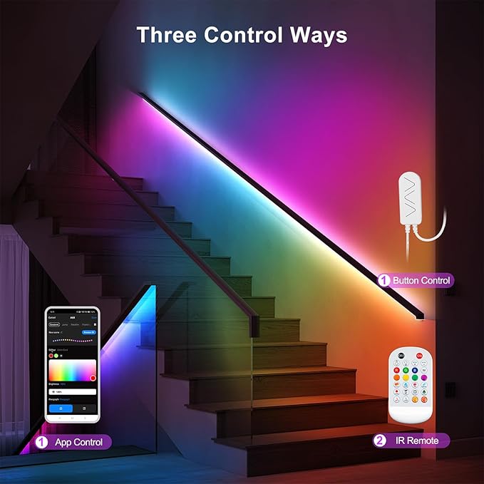 32.8ft Bluetooth RGB+IC COB Led Strip Light with App, Chasing COB Light Strip, Segmented Control, Music Sync, Color Changing Led Lights for Home Decor, Gaming, Cabinet, Desk