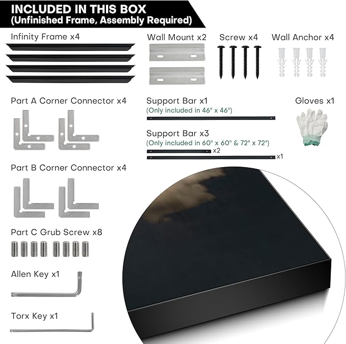 36"x36" Large Framed Wall Art - Vintage Cloud on Dark Background (Frame Assembly Required)