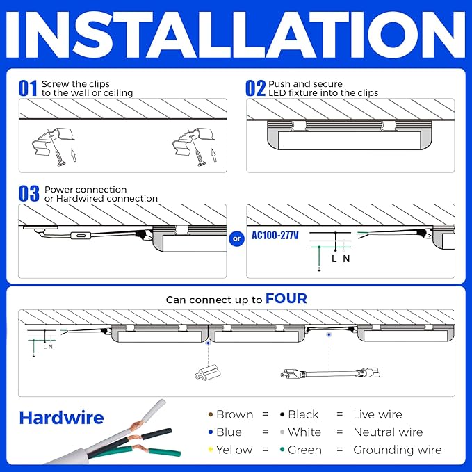 Barrina 8FT LED Shop Lights Fixture, T8 72W 10000lm 5000K, Daylight White, Clear Cover, V Shape,Tube Light, Hight Output, Bulbs for Garage, Warehouse, Plug and Play, 6 Packs